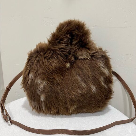 Brownish Handmade Natural Shearling Leather Top Handle Bag/ShoulderBag/Crossbody - Picture 9 of 16
